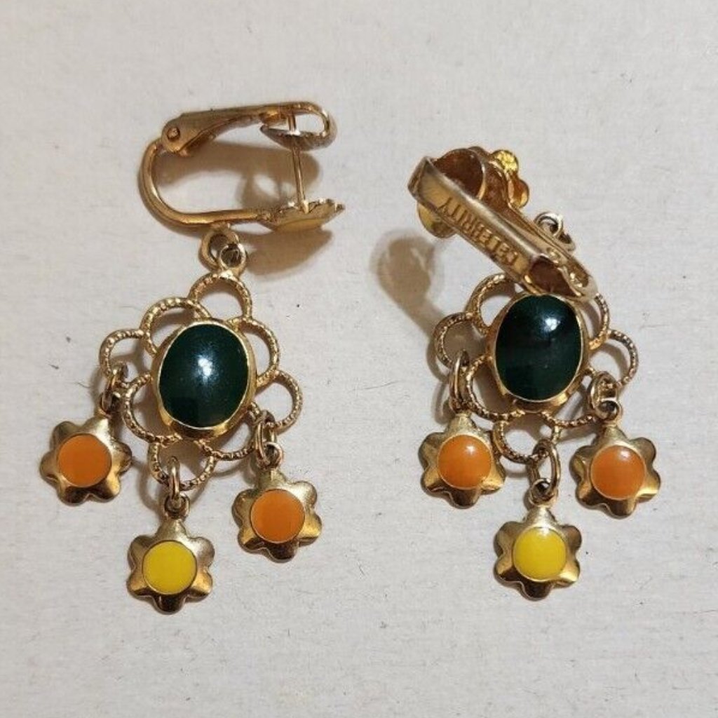 Vintage 'Celebrity' Gold Tone Chandelier Clip Earrings